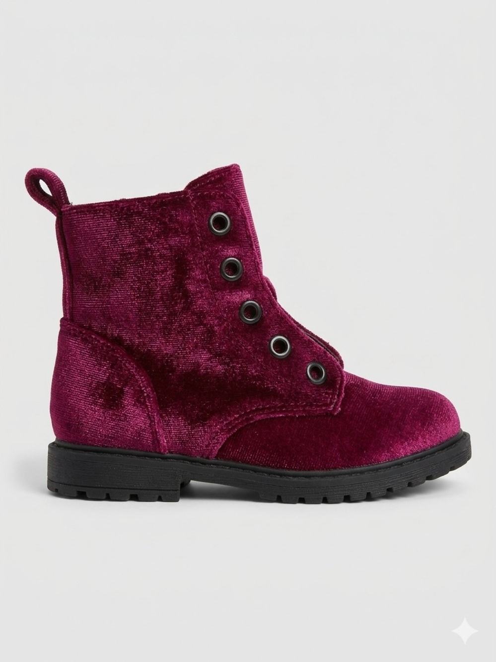 💥4/$15 Cat & Jack Toddler Girls Crushed Velvet Combat Boots Burgundy - Size